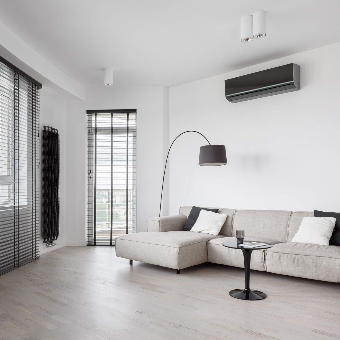 White living room with air conditioner